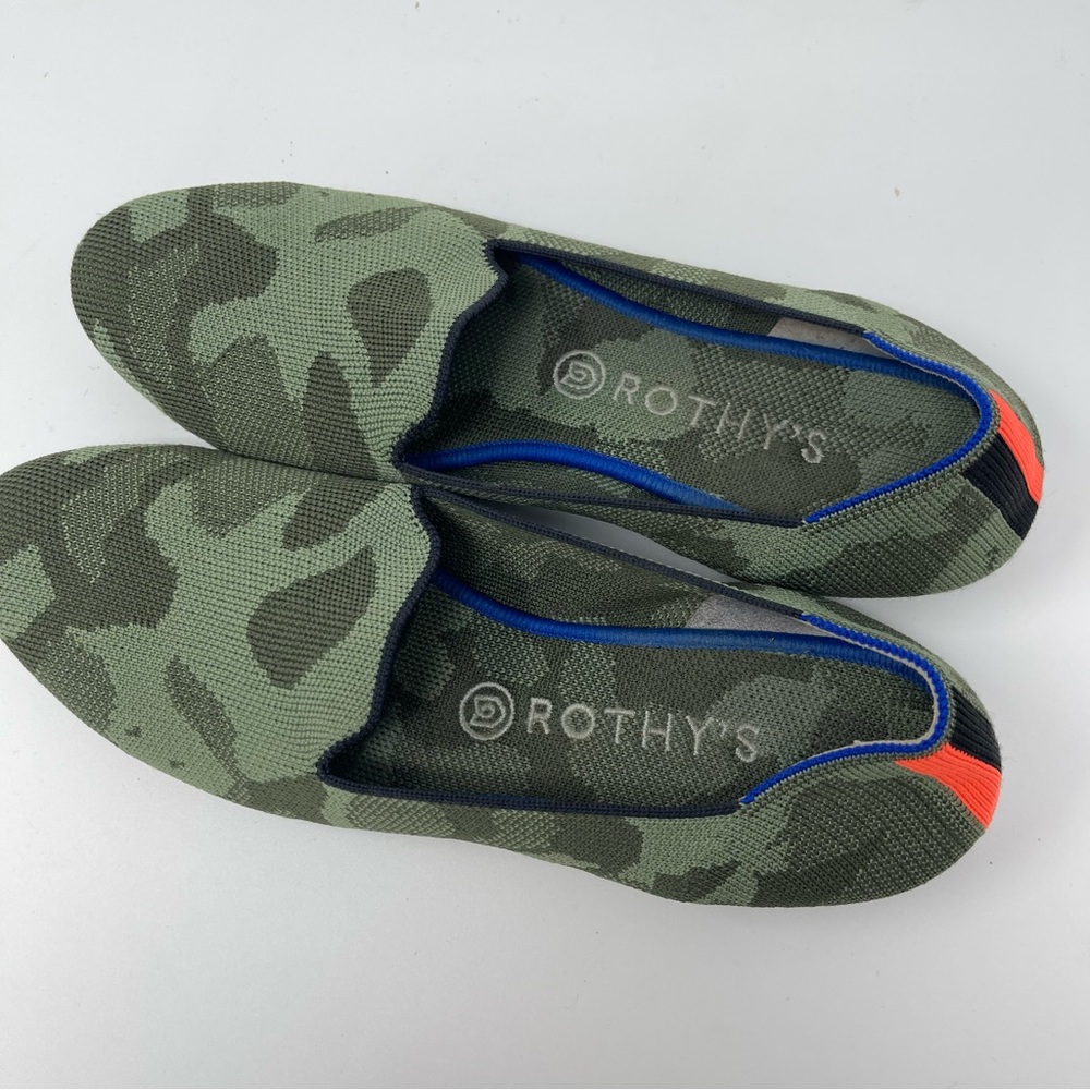 Rothy's The Loafer Olive Camo Printed Knit Fabric Slip On Flats Womens Sz 10 - Picture 2 of 8